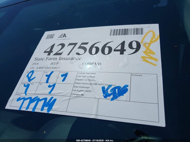 3C4NJCAB6JT408477 Jeep Compass