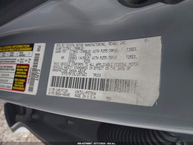 5TFEY5F15LX257663 Toyota 3ur-fe