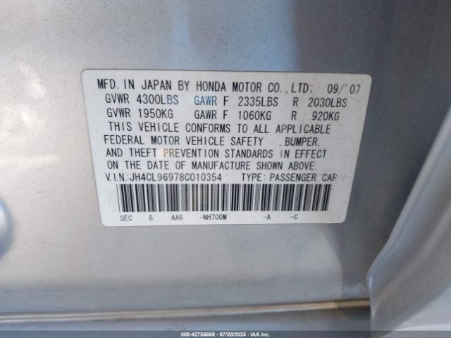 2008 ACURA TSX JH4CL96978C010354 Photo 8