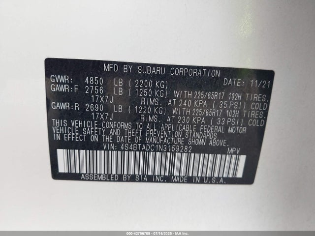 4S4BTADC1N3159282 Subaru na, u5