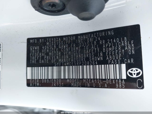 5YFT4MCE5RP208264 Toyota m20a-fks