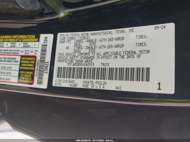 5TFJA5DB9SX242919 Toyota v35a-fts