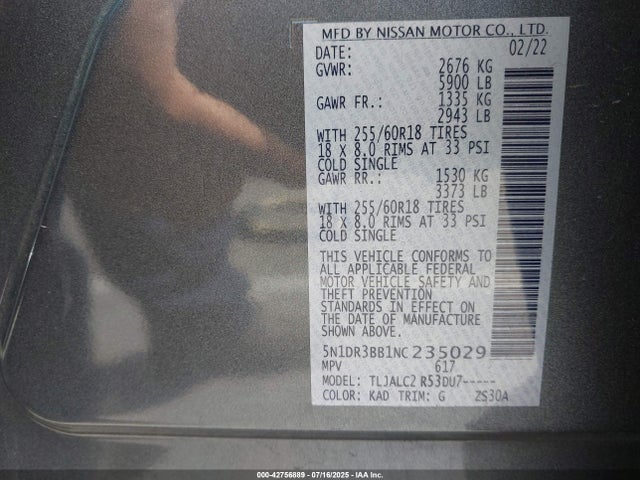 Nissan 2022 2022 5N1DR3BB1NC235029 Image 9