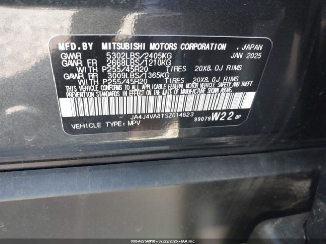 2025 MITSUBISHI OUTLANDER JA4J4VA81SZ014623 Photo 8