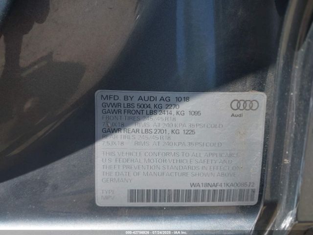 2019 AUDI A4 ALLROAD WA18NAF41KA008572 Photo 8