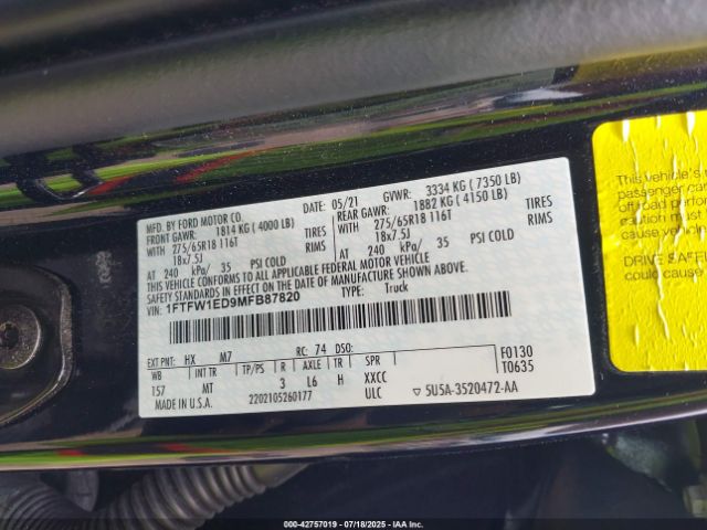 2021 FORD F-150 1FTFW1ED9MFB87820 Photo 8