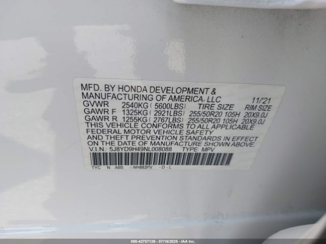 2022 ACURA MDX 5J8YD9H49NL008088 Photo 8