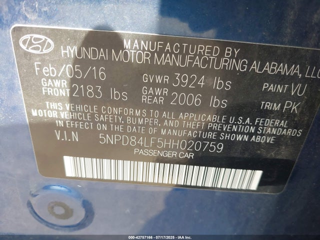 Hyundai Elantra 2017 5NPD84LF5HH020759 Image 9