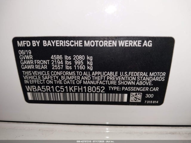 WBA5R1C51KFH18052 BMW 330I