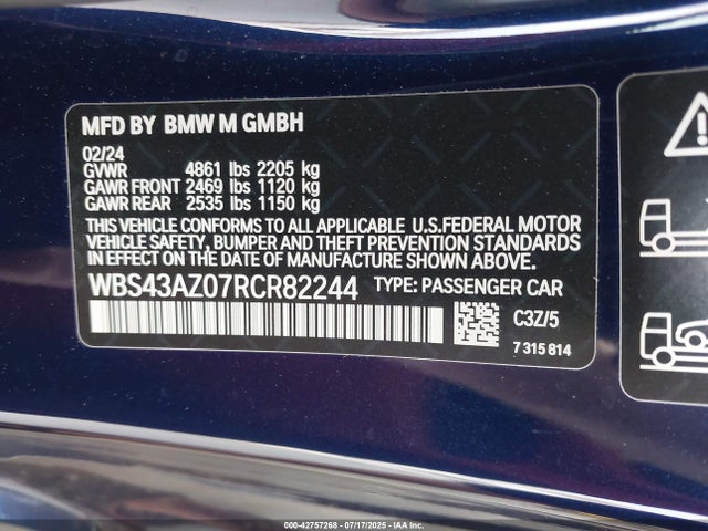 WBS43AZ07RCR82244 BMW 2024