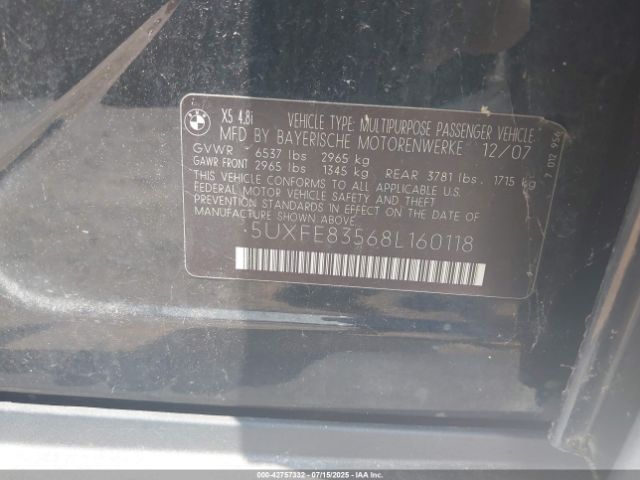 2008 BMW X5 5UXFE83568L160118 Photo 8