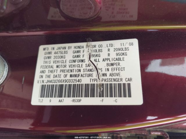 2009 ACURA TSX JH4CU266X9C032540 Photo 8