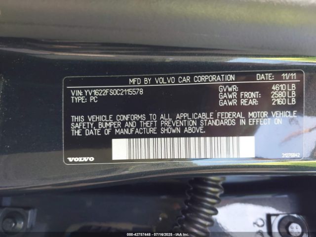 2012 VOLVO S60 YV1622FS0C2115578 Photo 8