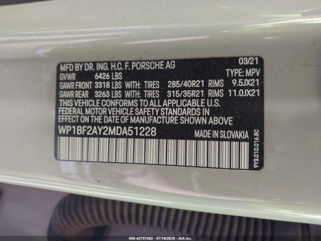 2021 PORSCHE CAYENNE COUPE WP1BF2AY2MDA51228 Photo 8