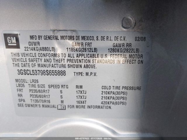 2008 SATURN VUE 3GSCL53798S655888 Photo 8