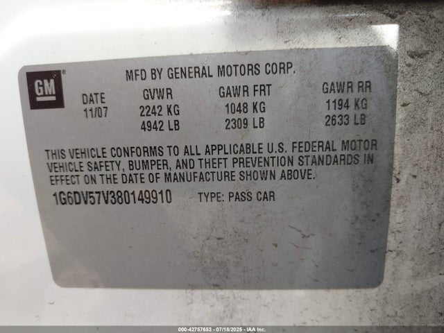 2008 CADILLAC CTS 1G6DV57V380149910 Photo 8