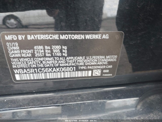 WBA5R1C56KAK06801 BMW 330I