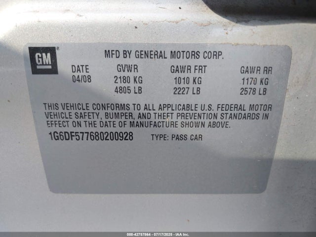 2008 CADILLAC CTS 1G6DF577680200928 Photo 8