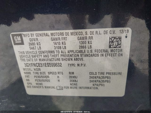 2014 CADILLAC SRX 3GYFNCE31ES599632 Photo 8