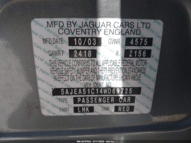2004 JAGUAR X-TYPE SAJEA51C14WD69725 Photo 8