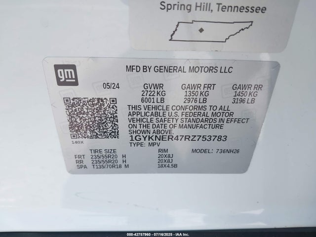 2024 CADILLAC XT5 1GYKNER47RZ753783 Photo 8