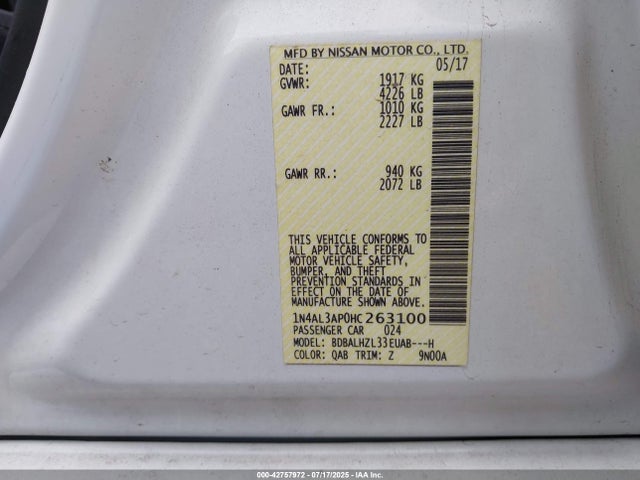 Nissan 2017 2017 1N4AL3AP0HC263100 Image 9