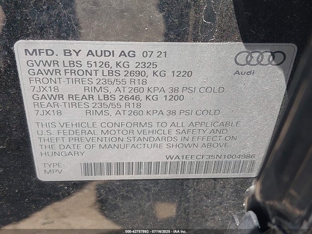 2022 AUDI Q3 WA1EECF35N1004986 Photo 8