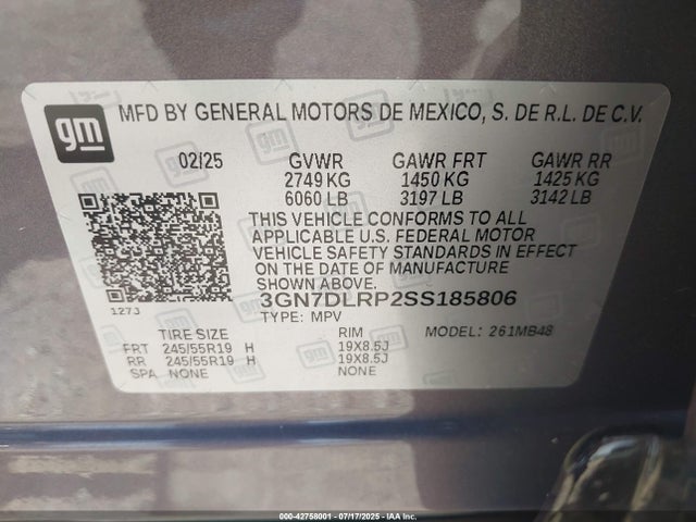 Chevrolet x0b+ec3 2025 3GN7DLRP2SS185806 Image 9