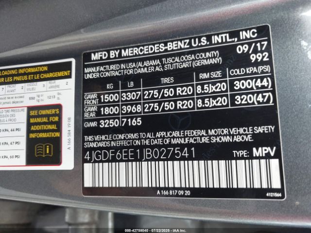 2018 MERCEDES-BENZ GLS 450 4JGDF6EE1JB027541 Photo 8