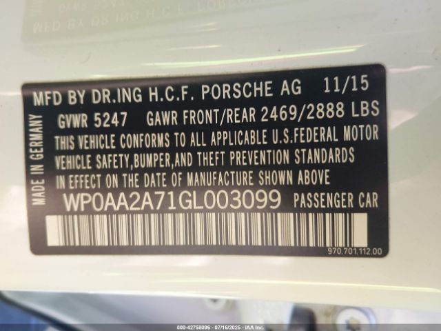 2016 PORSCHE PANAMERA WP0AA2A71GL003099 Photo 8