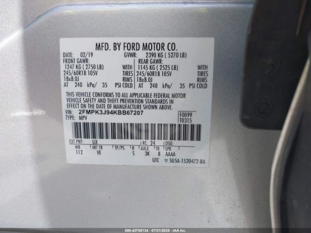2019 FORD EDGE 2FMPK3J94KBB67207 Photo 8