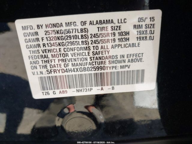 2016 ACURA MDX 5FRYD4H4XGB025990 Photo 8