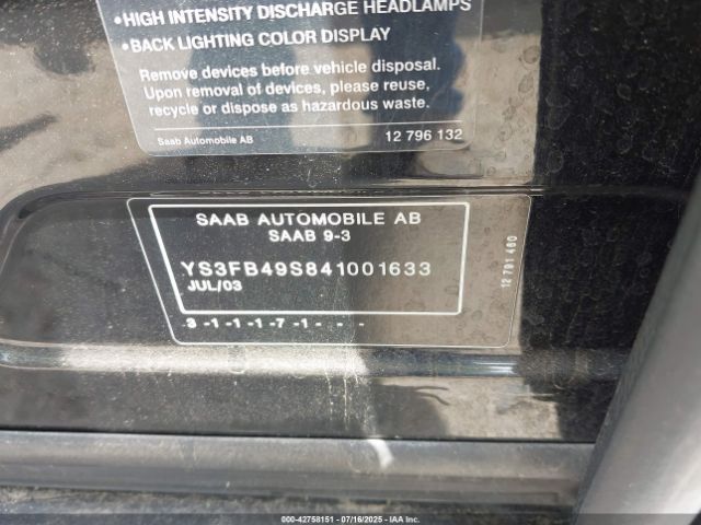 2004 SAAB 9-3 YS3FB49S841001633 Photo 8