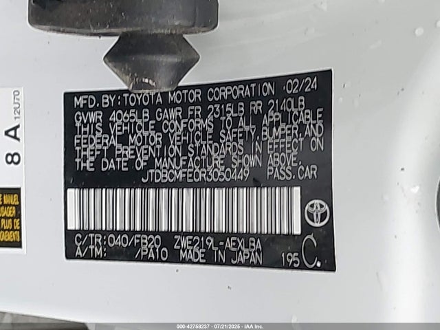 Toyota 2zr-fxe 2024 JTDBCMFE0R3050449 Image 9