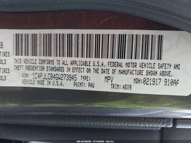 2016 JEEP CHEROKEE 1C4PJLCB4GW273945 Photo 8