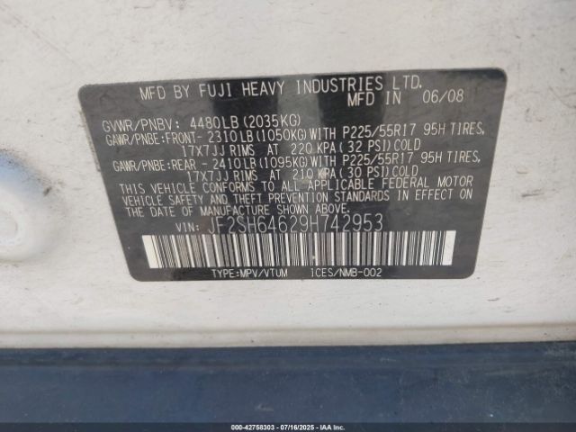 2009 SUBARU FORESTER JF2SH64629H742953 Photo 8