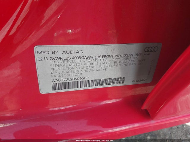 2013 AUDI A4 WAUFFAFL2DN040425 Photo 8
