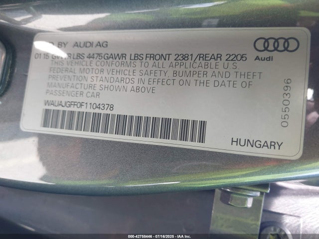 Audi 2015 2015 WAUAJGFF0F1104378 Image 9