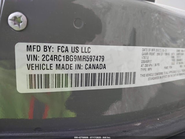 2C4RC1BG9MR597479 Chrysler Pacifica
