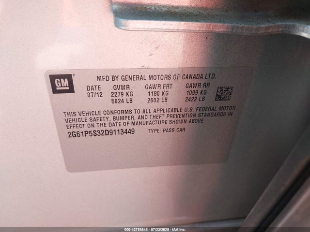2013 CADILLAC XTS 2G61P5S32D9113449 Photo 8