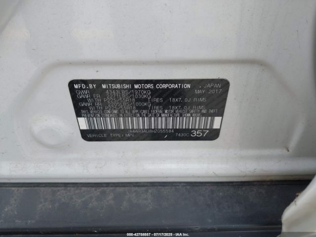 2017 MITSUBISHI OUTLANDER SPORT JA4AR3AU8HZ055584 Photo 8