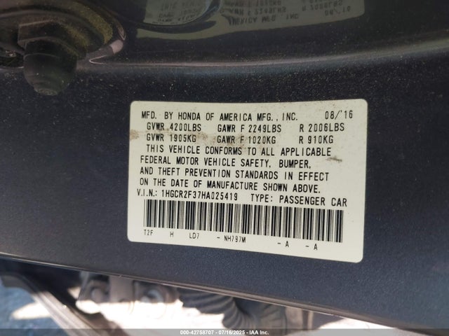 1HGCR2F37HA025419 Honda k24w1