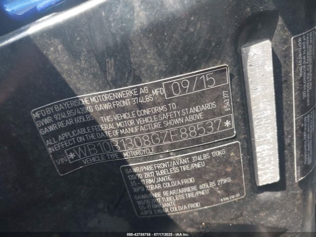 2016 BMW F800 WB10B1308GZF88537 Photo 9