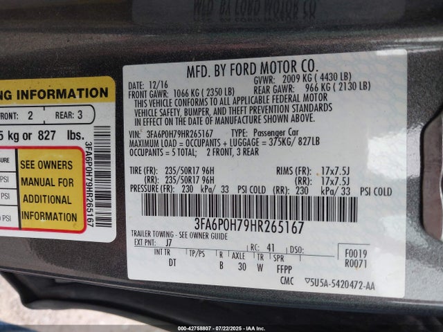 Ford 2017 2017 3FA6P0H79HR265167 Image 9