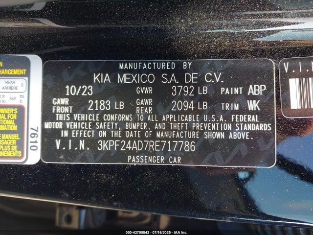 3KPF24AD7RE717786 KIA mpi nu