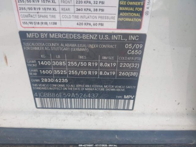 2009 MERCEDES-BENZ ML 350 4JGBB86E59A526437 Photo 8