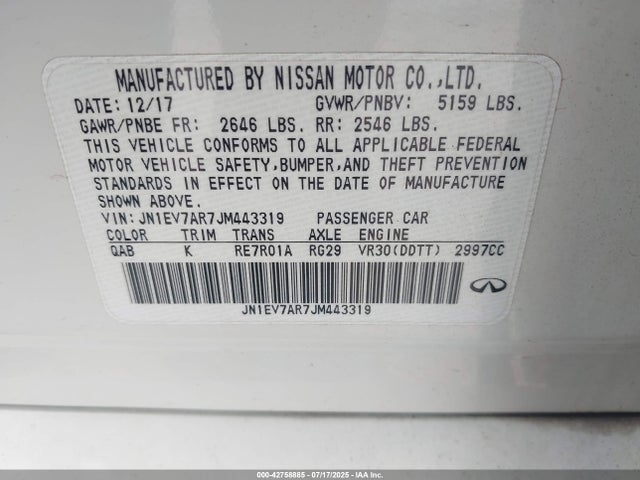 JN1EV7AR7JM443319 Infiniti Q50