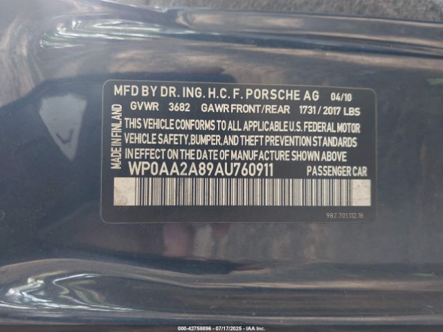 2010 PORSCHE CAYMAN WP0AA2A89AU760911 Photo 8