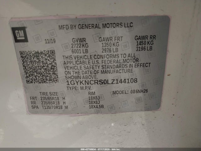 2020 CADILLAC XT5 1GYKNCRS0LZ144108 Photo 8