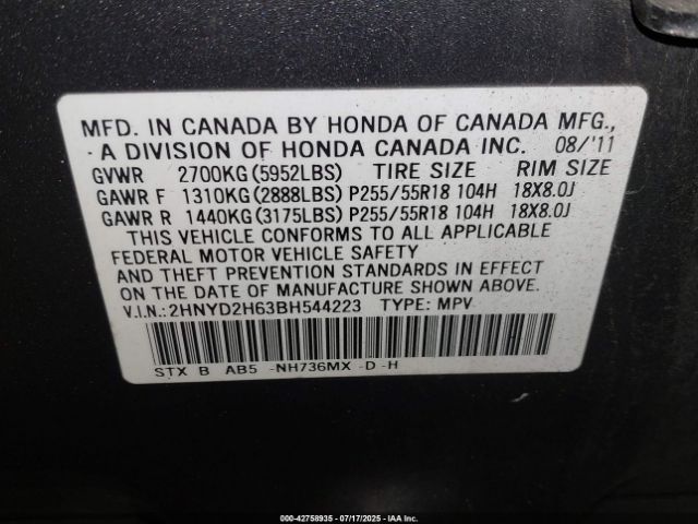 2011 ACURA MDX 2HNYD2H63BH544223 Photo 8